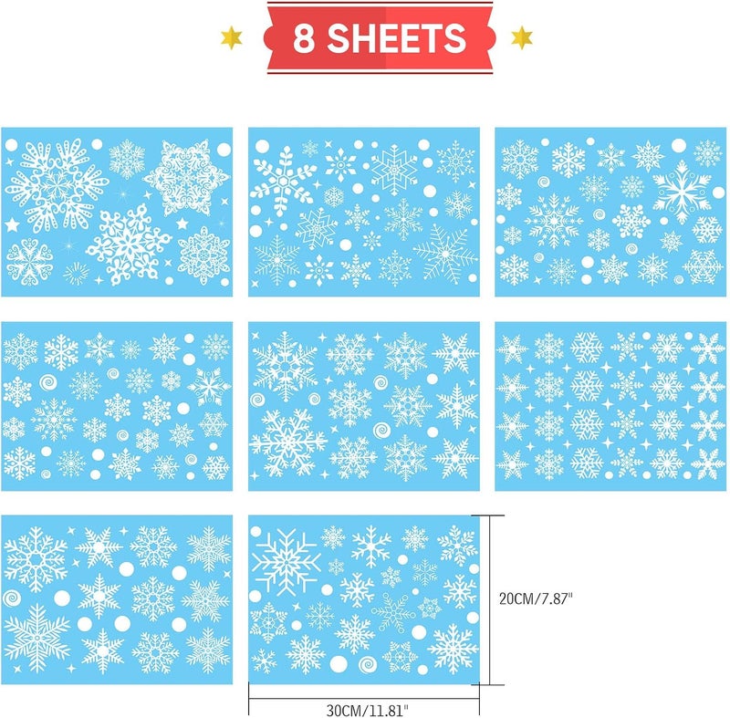 Pseutio 267 PCS Christmas Snowflake Window Stickers - White Snowflake Clings for Glass Windows - Image 2